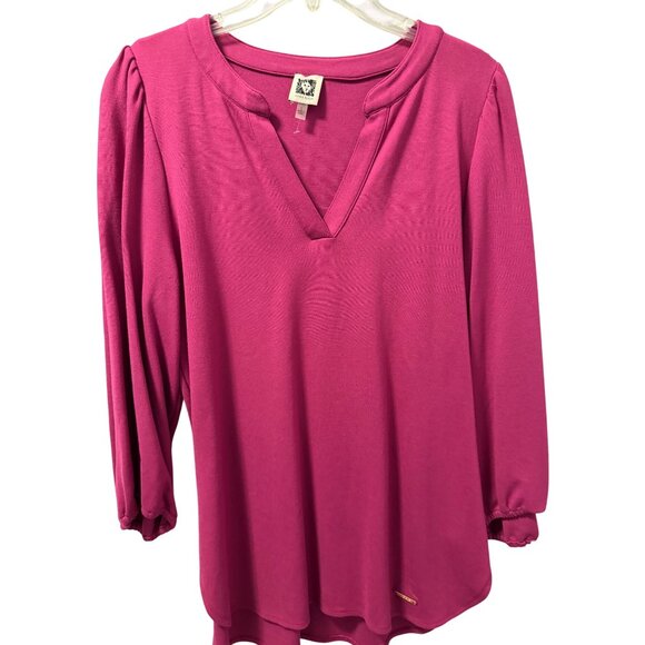 Anne Klein Womens Top Sz Large Viscose Blend Fuchsia blouse - Picture 7 of 12
